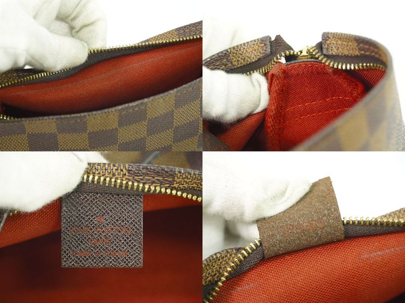 Authentic Louis Vuitton LV Trousse Makeup Damier Ebène Accessory Pouch Handbag