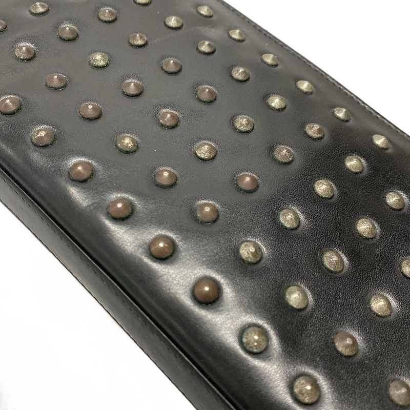 Saint Laurent Paris Long Wallet - 362760 Black Studded / Round Zipper Leather
