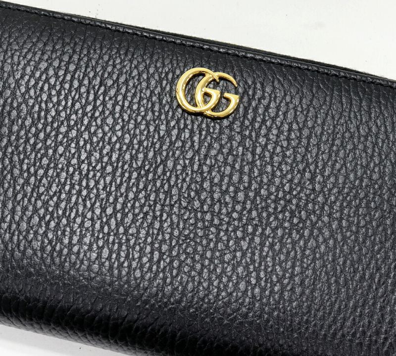 Gucci Round Zipper Long Wallet With Coin Purse GG Marmont Double G Zip Around