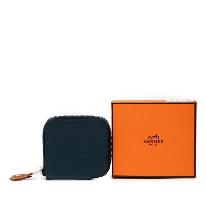 Hermes Azap Silk Quinn Compact Navy Silver Hardware Evercolor Women Hermes