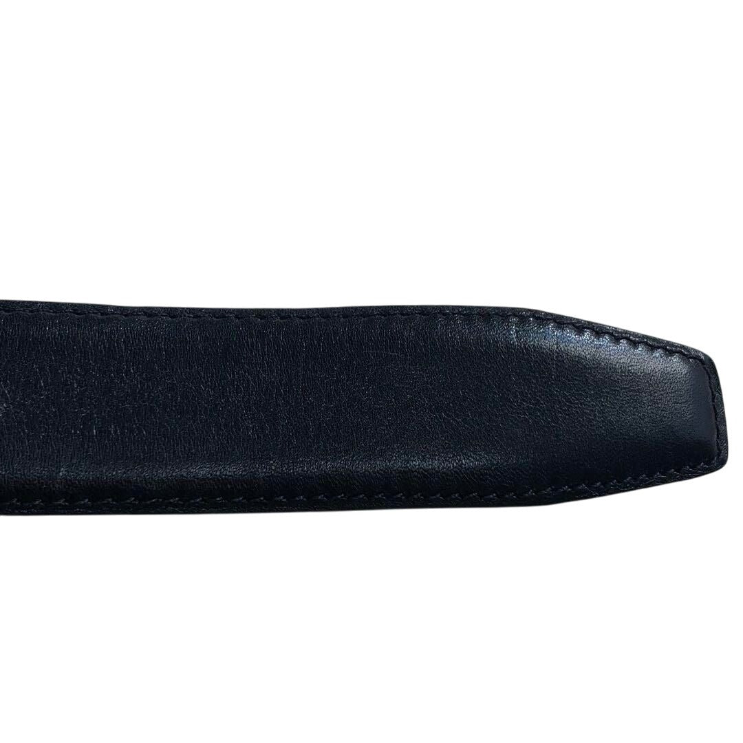 CHANEL Vintage CC Logo Black Leather Belt Gold Buckle