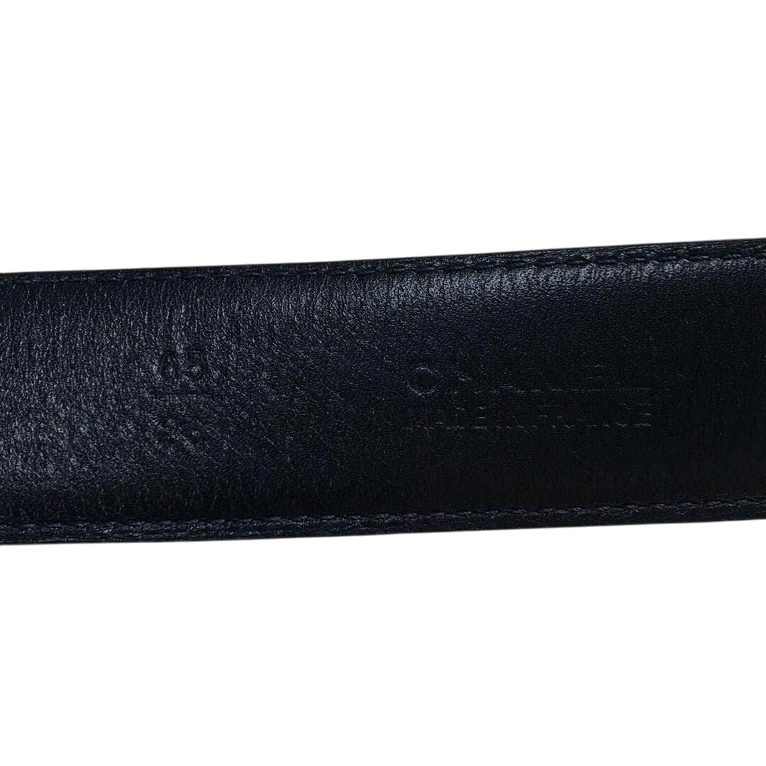 CHANEL Vintage CC Logo Black Leather Belt Gold Buckle