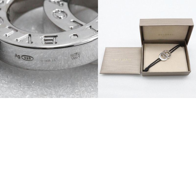 Bvlgari Bulgari Double Logo Silver 925 Black Unisex 11.2g Bracelet