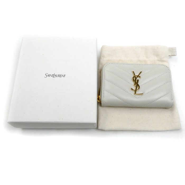 Saint Laurent Paris Cassandra Matelasse Coin Case Ivory 753788 Ladies Preowned