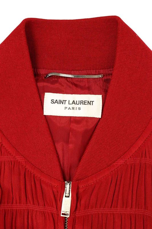 Saint Laurent Paris 682844 Y2e23 Layered Smocked Silk Blouson Men's 48