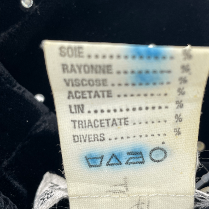 Celine Velour Rhinestone Dress Long Sleeves Black