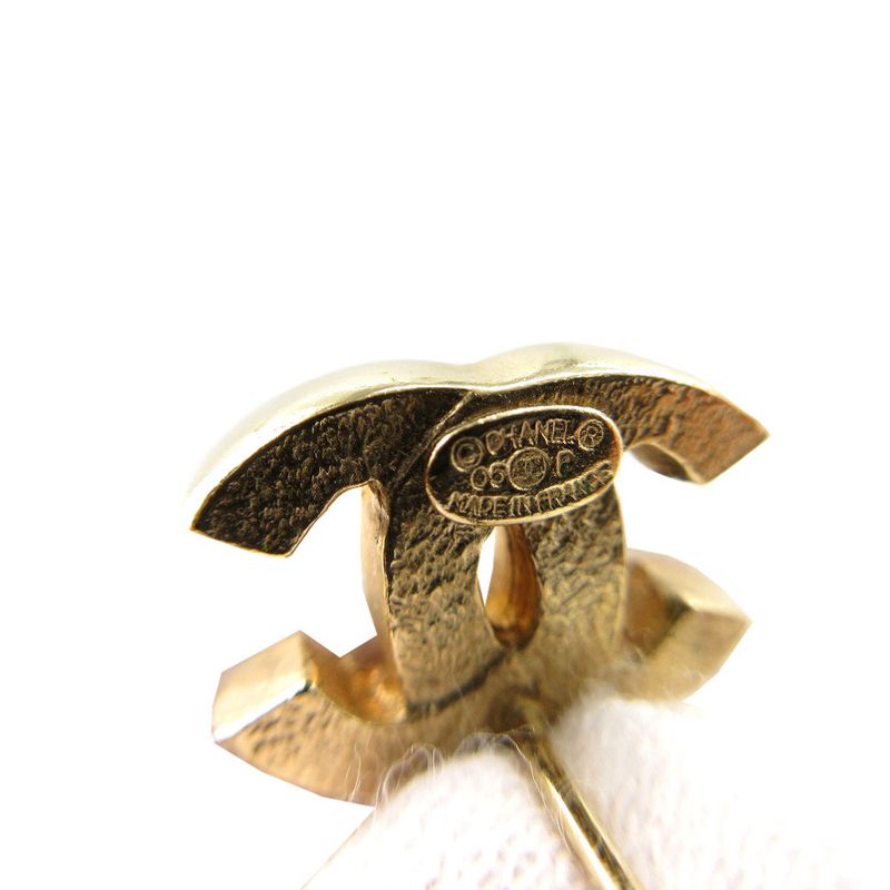 Chanel Coco Mark Earrings Faux Pearl/stone/metal 05P Gold 0755 Chanel