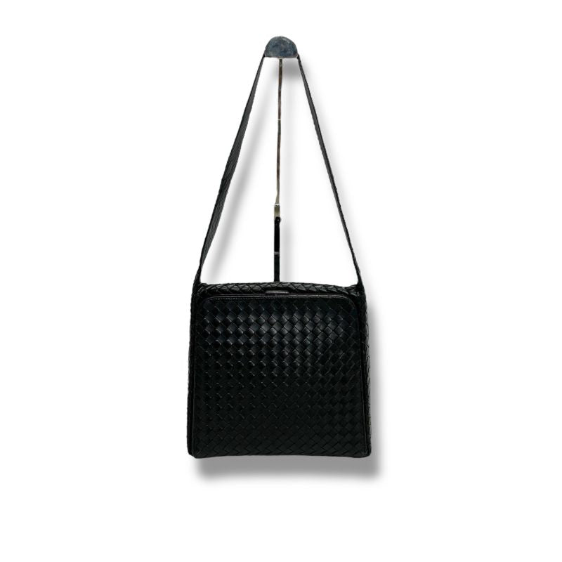 Bottega Veneta One Shoulder Bag Intrecciato Leather Black Gusset Soho Hobo