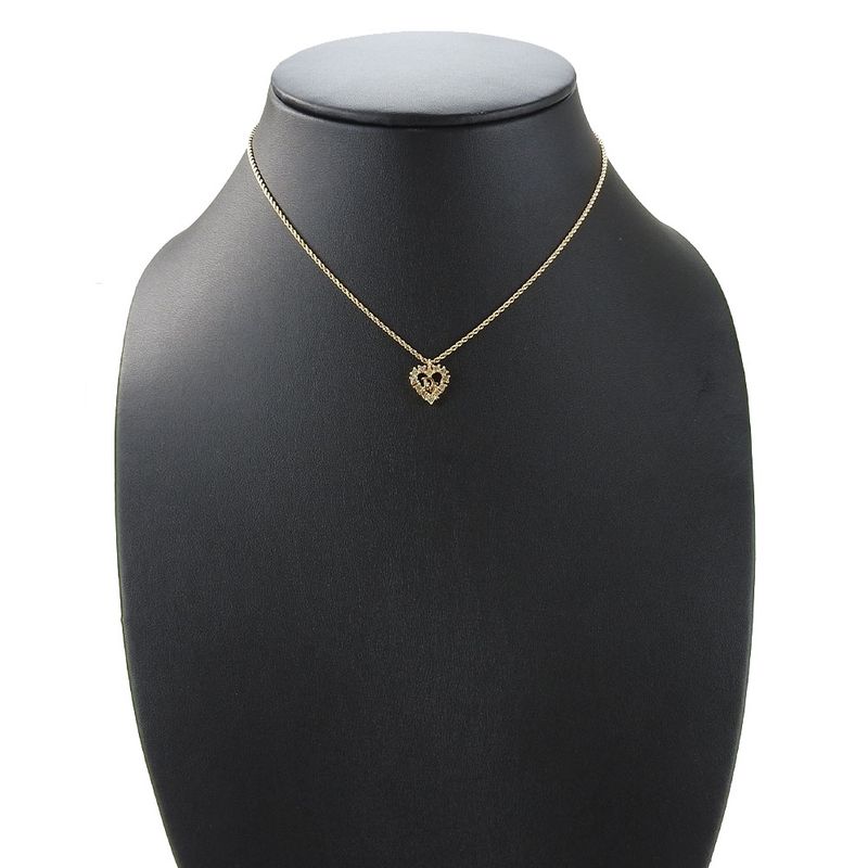 Christian Dior Necklace Metal Gold Heart Rhinestone Accessories Women Ladies