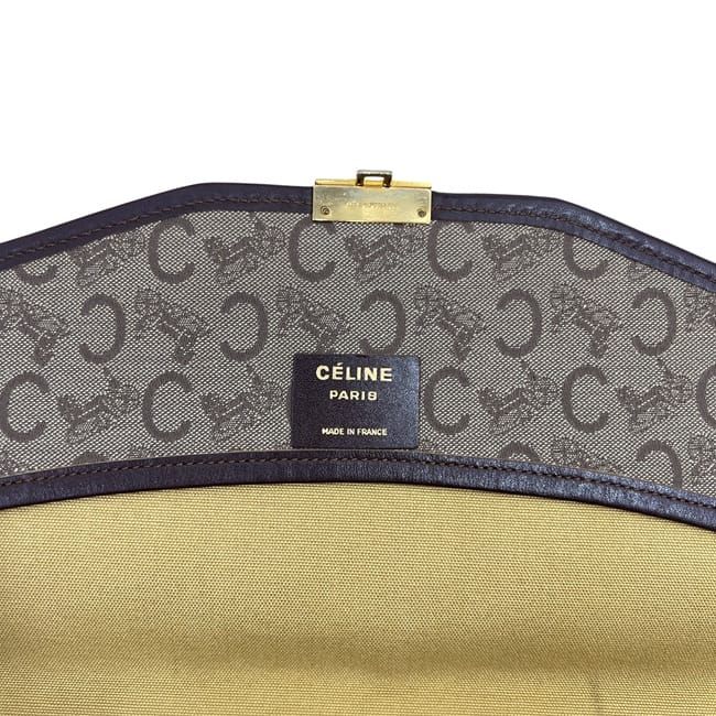 Celine Clutch Bag Beige Brown C Macadam Rare Canvas