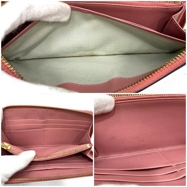 Loewe Round Zipper Long Wallet Black Pink Anagram Excellent Condition Wallet