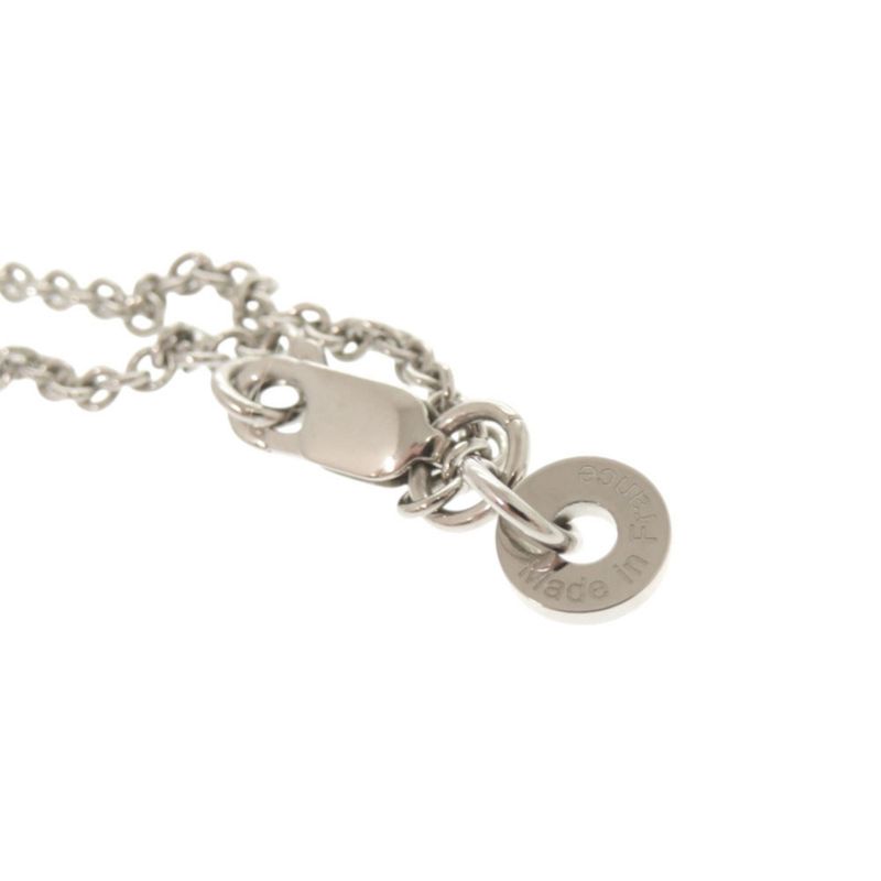 Hermes Col H Metal Leather Silver Gray Necklace Pendant 1333 Hermes