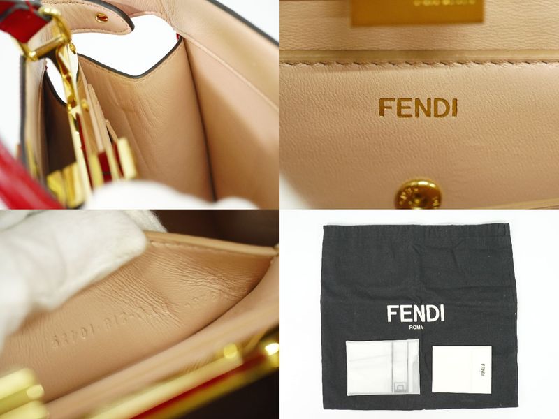 Authentic Fendi Peekaboo Icyou East West 2WAY Shoulder Bag Handbag Leather Red