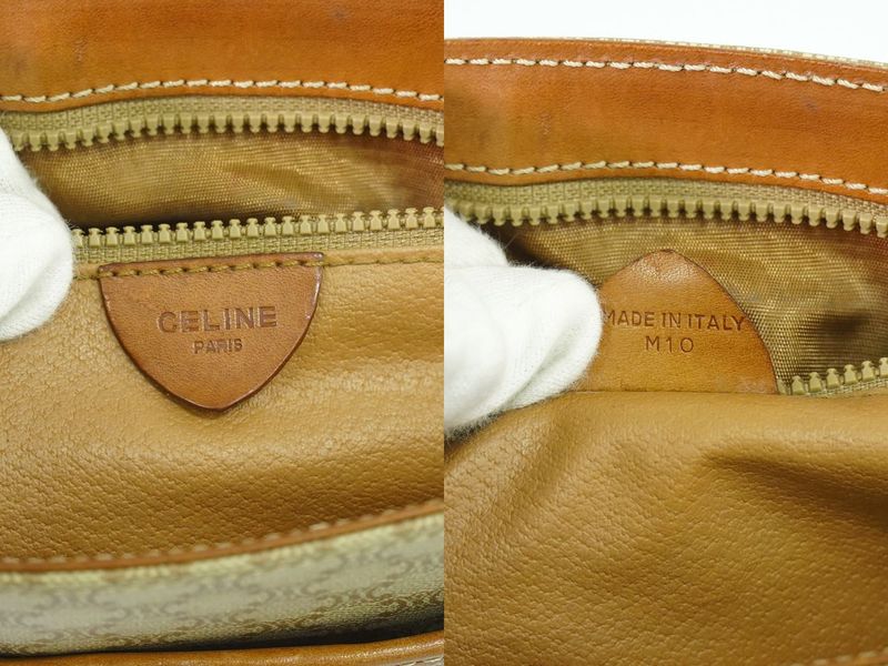 Authentic Celine Macadam Shoulder Bag Pochette PVC Beige Macadam Bag Pre-owned