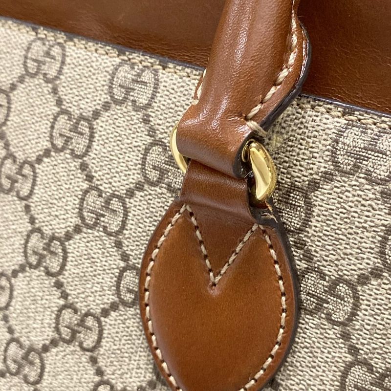 Gucci Handbag - 409534 Dark Brown And Beige Leather