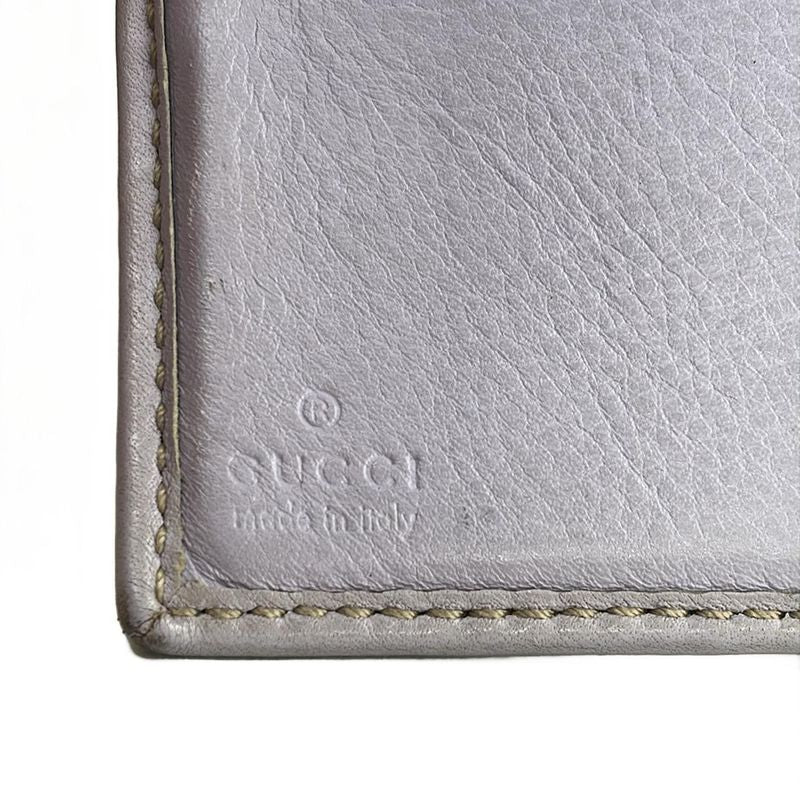 Gucci W Hook Wallet In GG Pattern 203549 Beige And Light Purple Leather