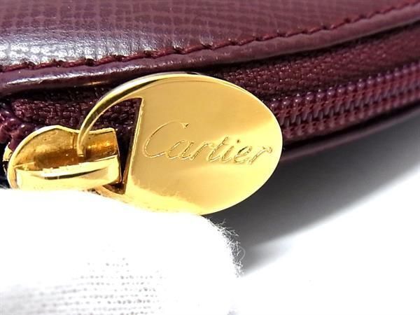 Cartier Must Line Leather Makeup Pouch Multi Case Small Bag Ladies Bordeaux