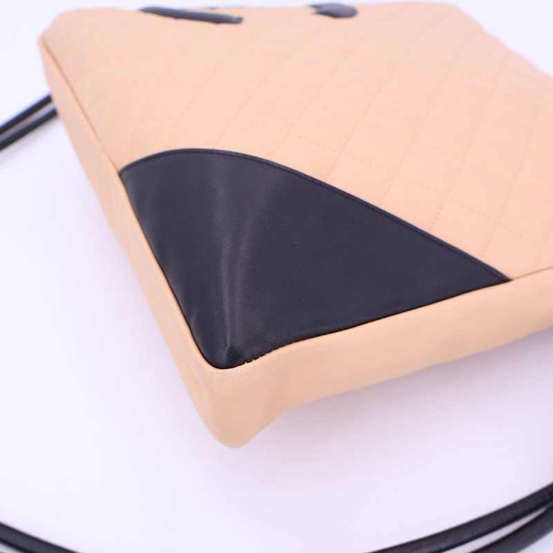 Chanel Cambon Line Large Shoulder Bag A25179 Beige Black SV