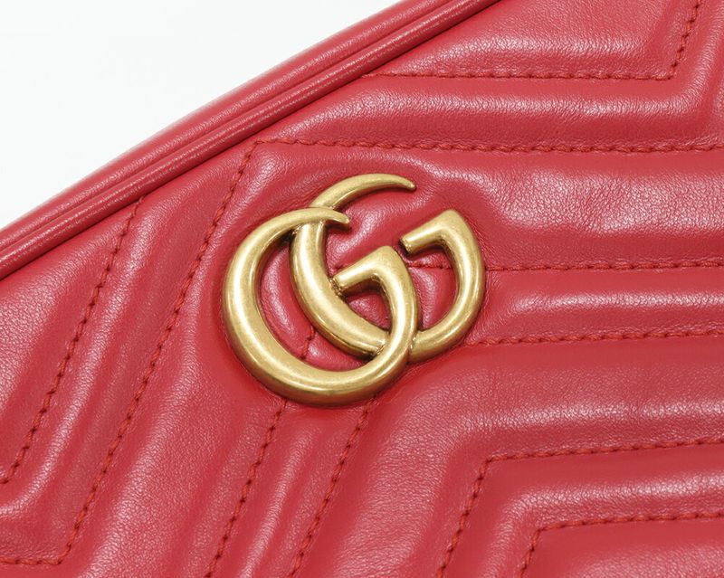 Gucci Chain Shoulder Bag GG Marmont Quilted Mini Bag Calf Red 448065 Dtd1t 6433
