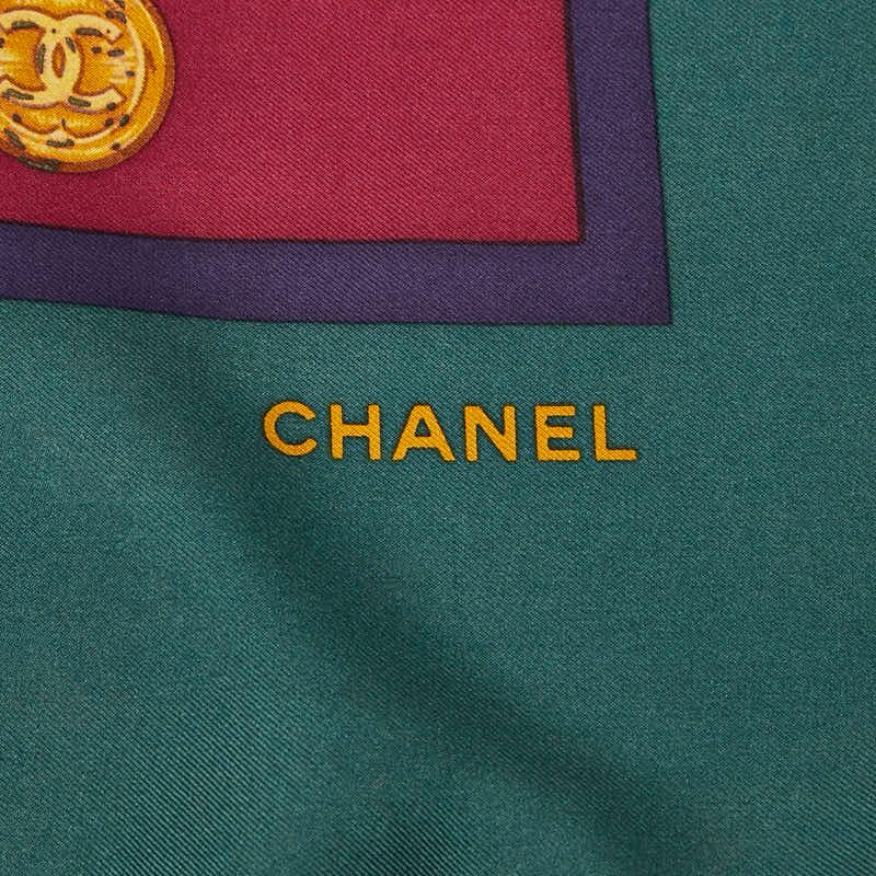 Chanel Coco Mark Green Purple Silk Women's Chanel