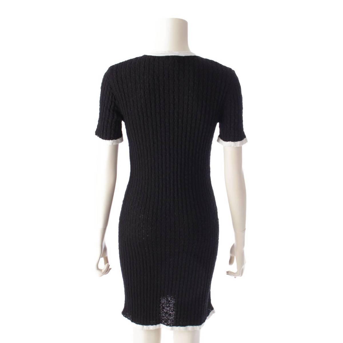 Authentic CHANEL CC 22C Black Cotton Short Midi Dress Vintage - The Reluxe