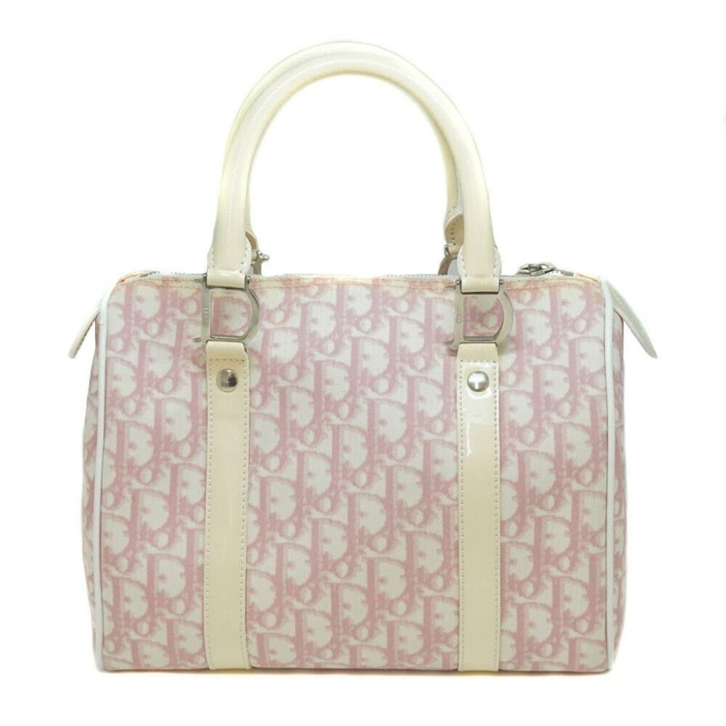 Authentic Dior Mini Trotter Oblique Monogram Logo Boston Bag Duffle Travel Pink - The Reluxe