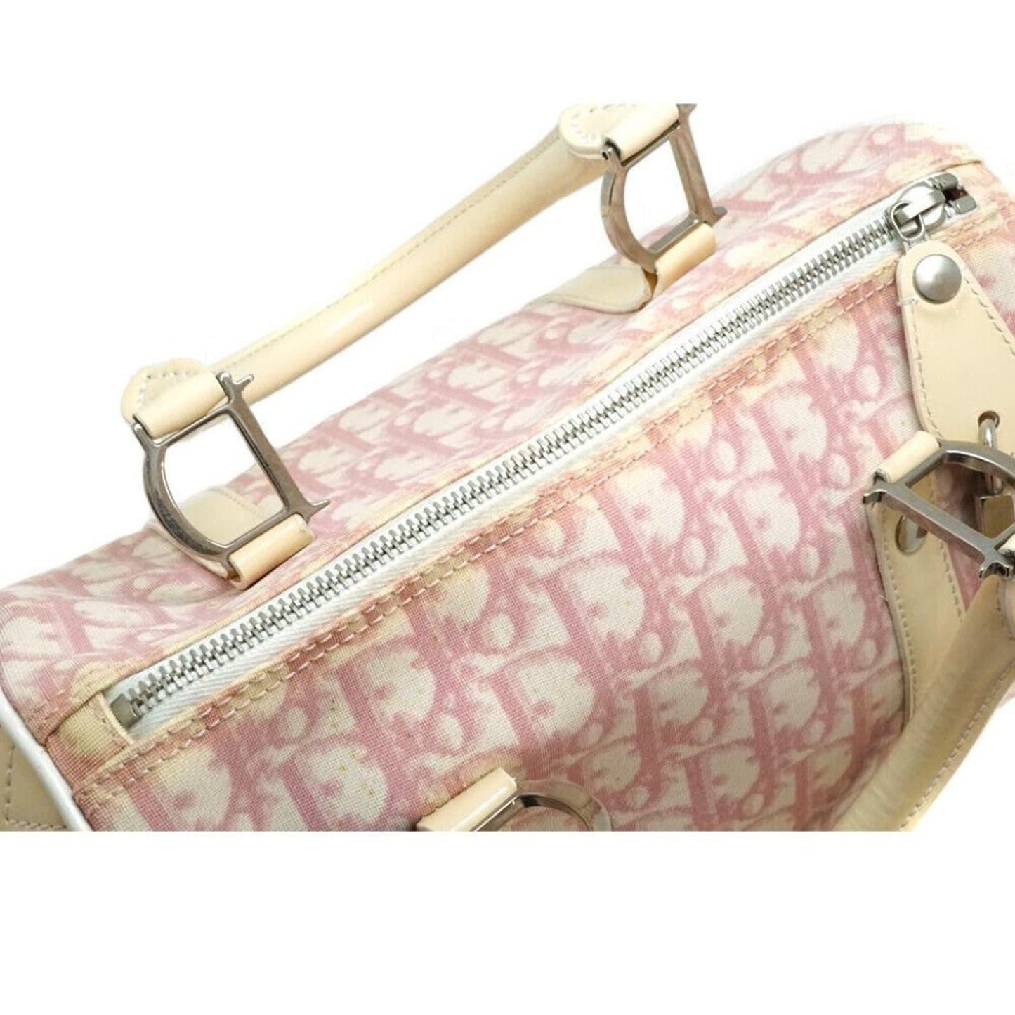 Authentic Dior Mini Trotter Oblique Monogram Logo Boston Bag Duffle Travel Pink - The Reluxe
