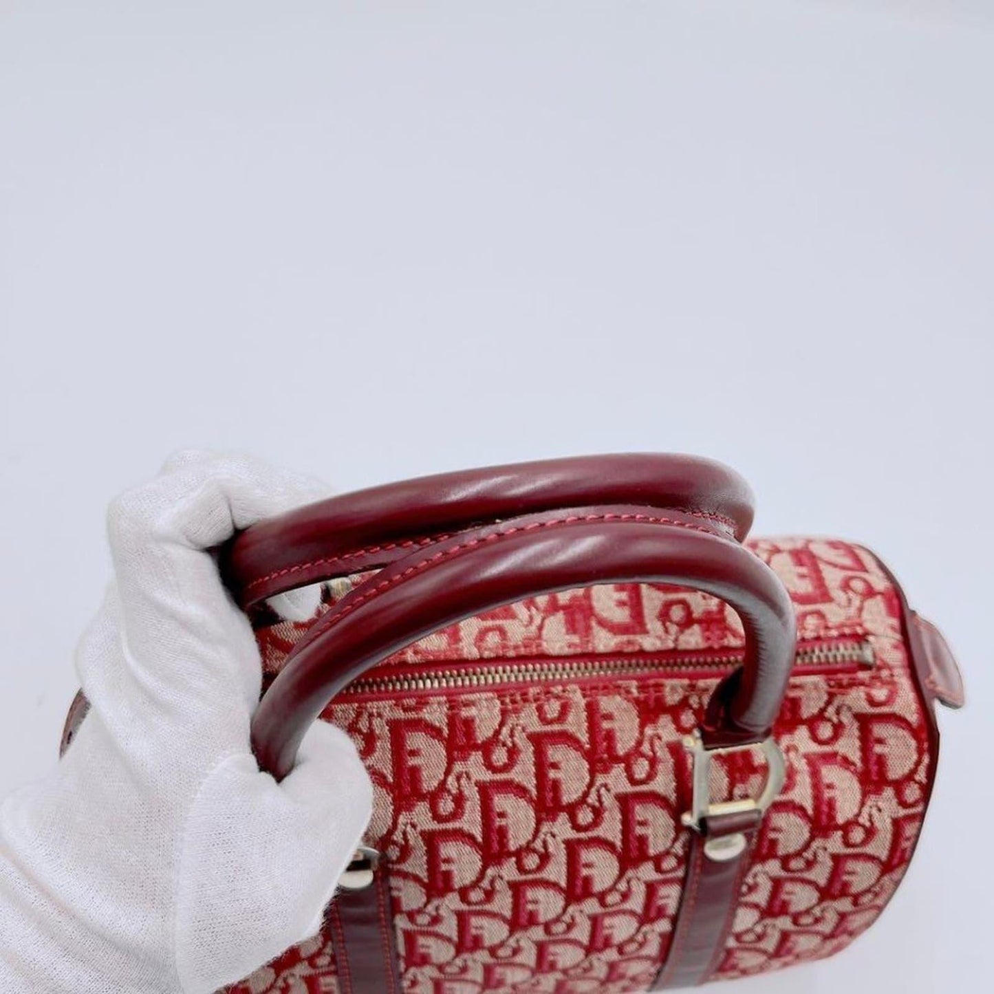 Authentic Dior Mini Trotter Oblique Monogram Logo Boston Bag Duffle Travel Red - The Reluxe