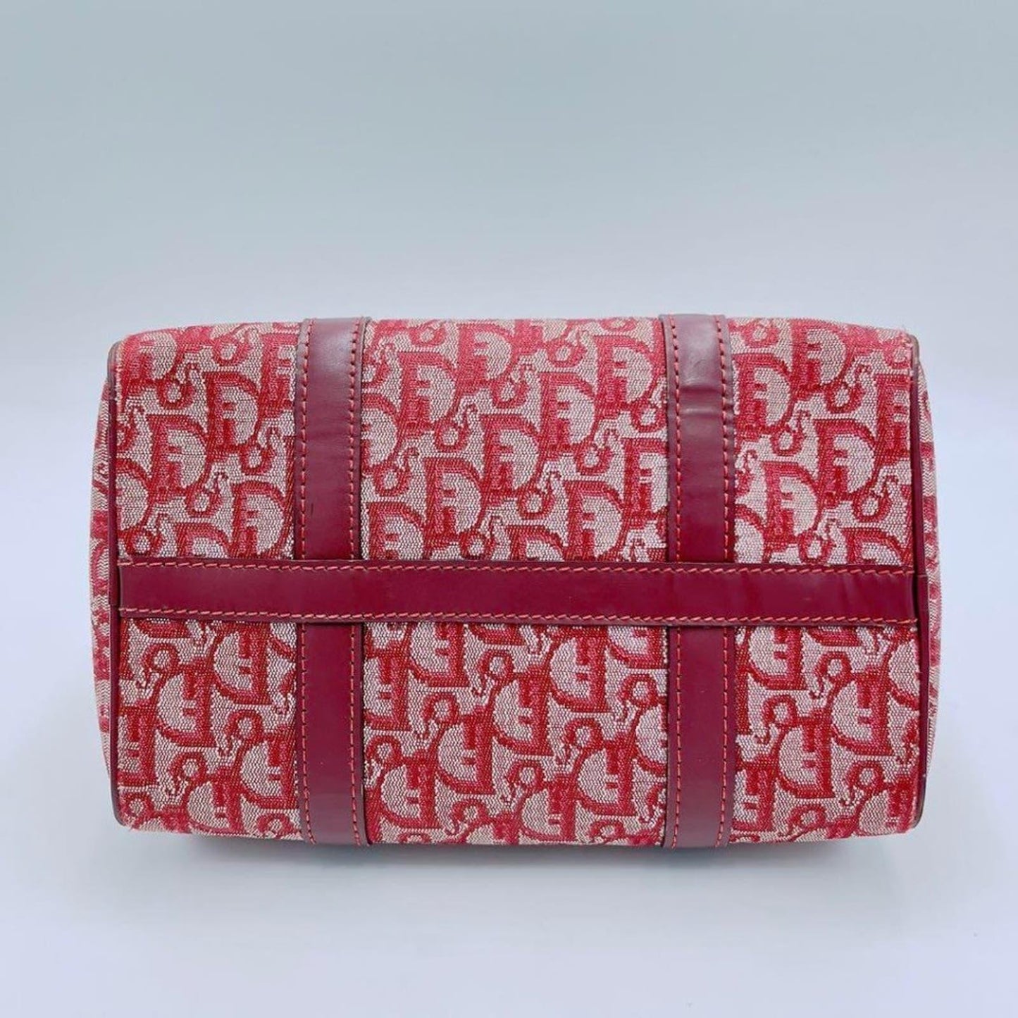 Authentic Dior Mini Trotter Oblique Monogram Logo Boston Bag Duffle Travel Red - The Reluxe