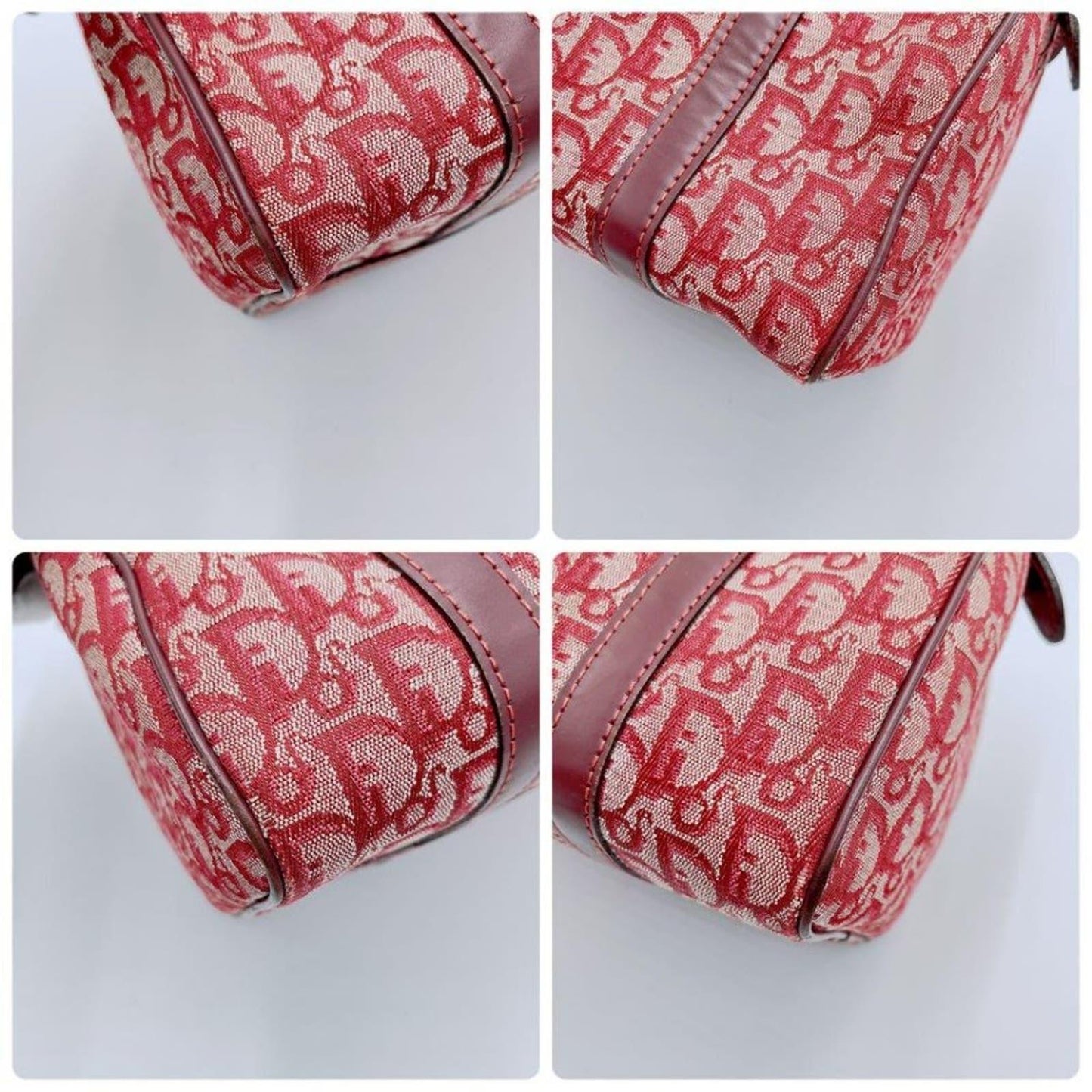 Authentic Dior Mini Trotter Oblique Monogram Logo Boston Bag Duffle Travel Red - The Reluxe