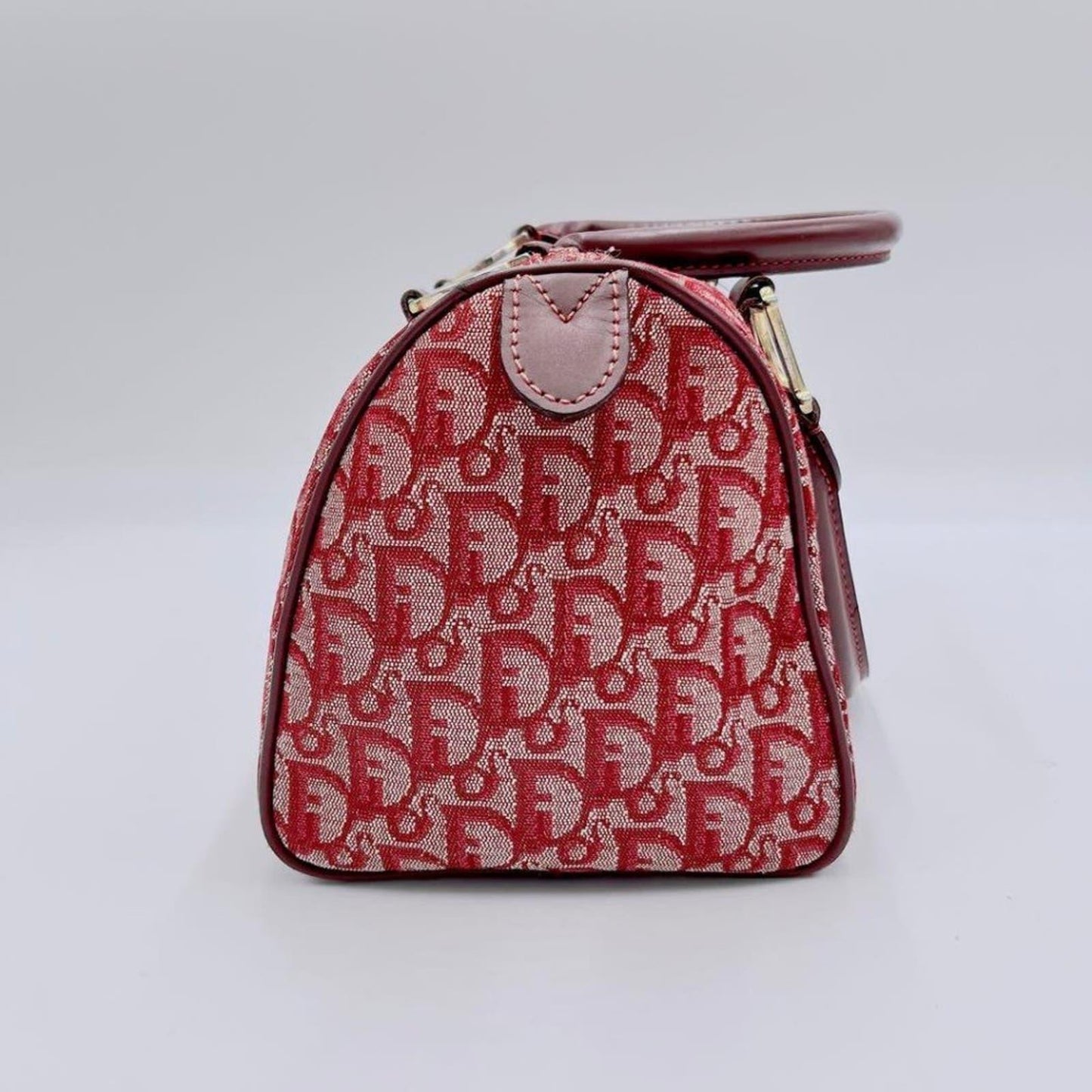 Authentic Dior Mini Trotter Oblique Monogram Logo Boston Bag Duffle Travel Red - The Reluxe
