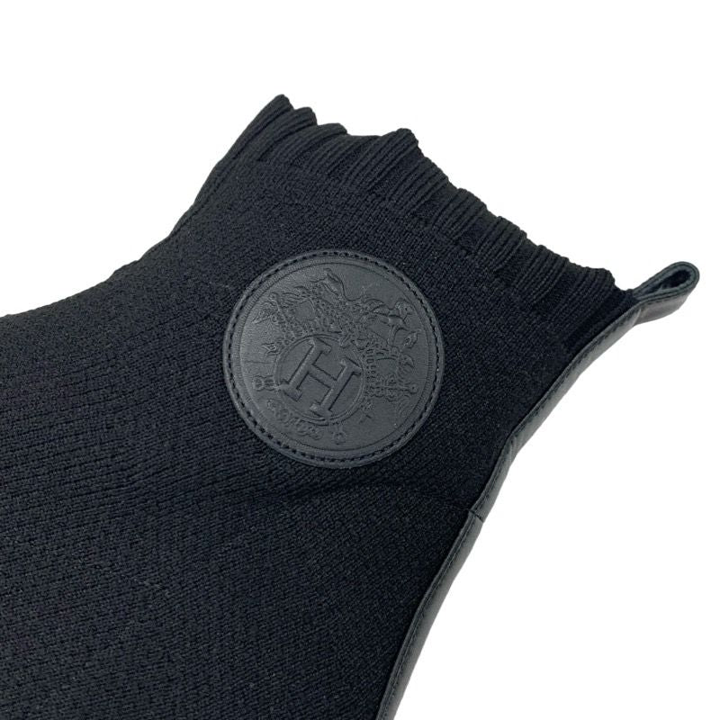 Hermes Duo Boots Short Boots Shoes Fabric Leather Black Socks Boots Exlibris