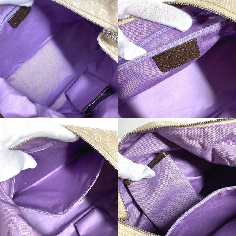 Bvlgari Shoulder Bag Logomania Bvlgari Leather / Canvas Beige