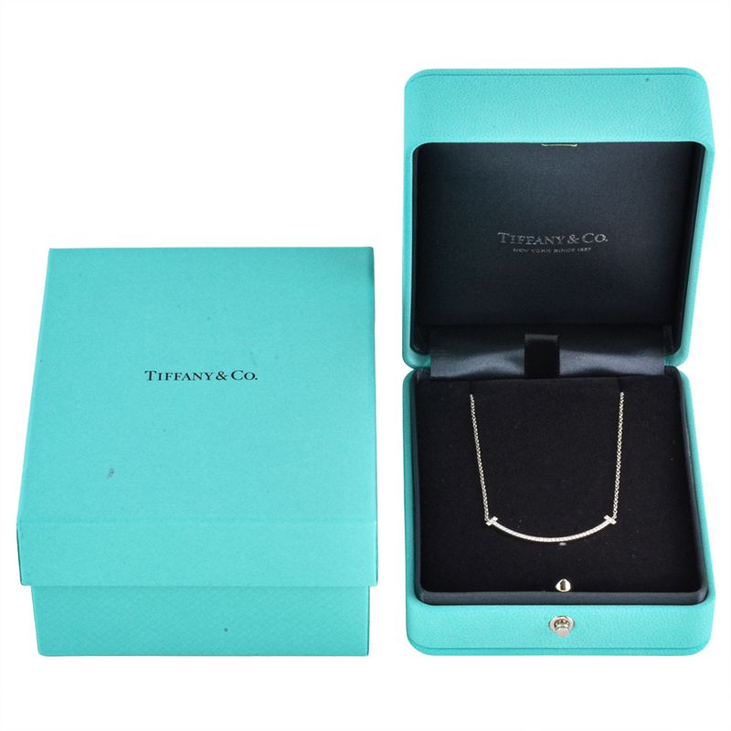 Tiffany & Co Tiffany & Co T-smile Small Necklace Diamond 18K White Gold 23g