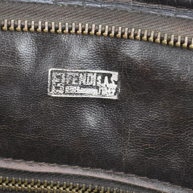 Fendi Handbag Zucca Pattern Brown Leather 62bs172