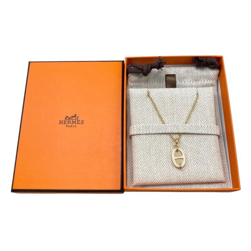 Hermes Necklace Pendant Mini Maillon PM H100053fed3 Cles Beige Gold Hardware