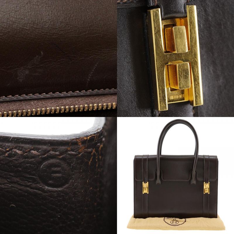 Hermes Drag 27 Box Calf Chocolat Brown/gold Hardware 00F Ladies Handbag