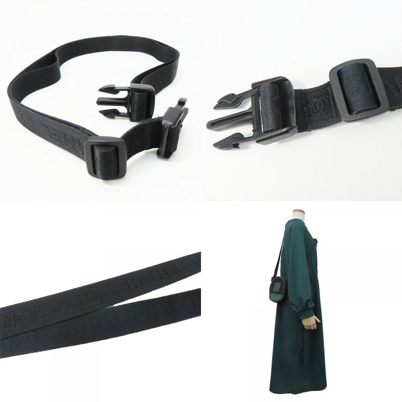 Chanel Shoulder Bag Coco Mark Canvas Black Khaki Pochette Sport 8 Series Ladies