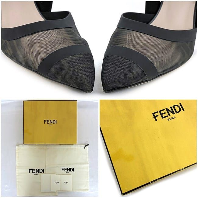 Fendi Mesh Suring Back Shoes High Heel Black