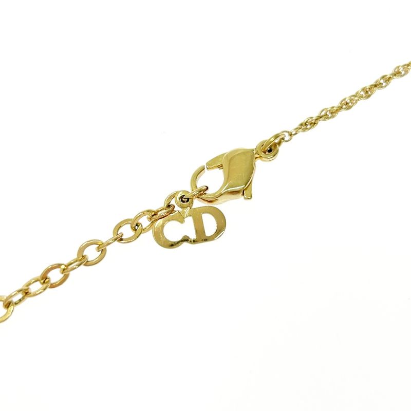 Christian Dior GP CD Logo Twist Circle Necklace Women's Gold 424328 Necklace