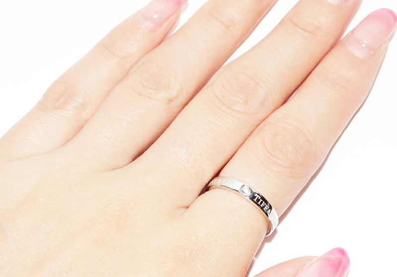 Tiffany & Co Ring Pt950 Diamond 3P (007ct) T&CO Band Ring With Flat Band Ring