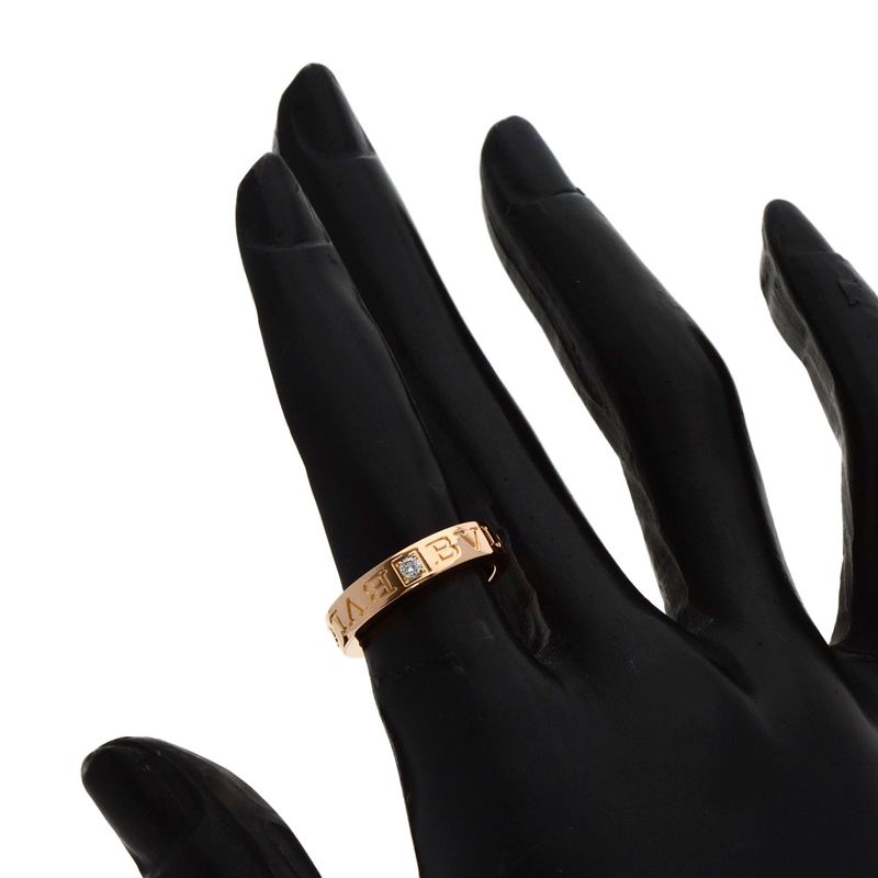 Bvlgari Bulgari Double Logo Diamond Ring - 18K Pink Gold Ladies
