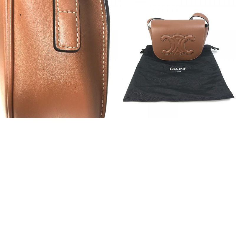 Celine Shoulder Bag Folco Cuir Triomphe 198263du3 Leather Tan Brown