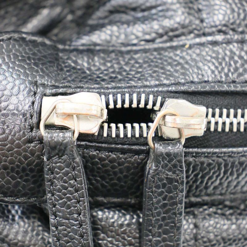 Chanel Matelasse Coco Mark Caviar Skin Mini Boston Bag Black