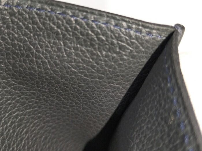 Hermes Citizen Twill Silk Quinn Card Case Leather Grayish W Engraved