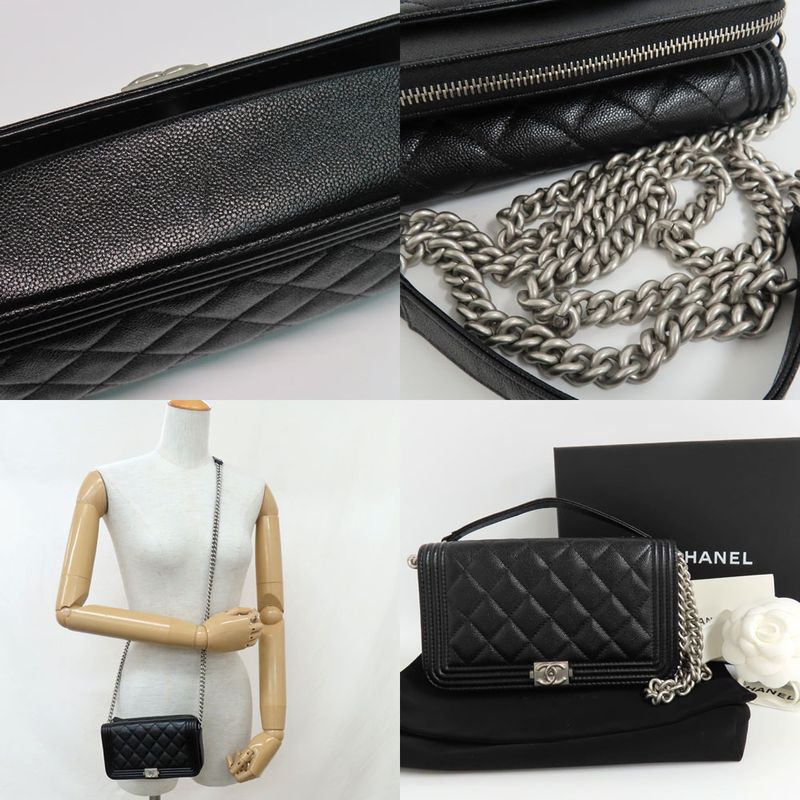 Chanel Boy Chanel Phone Case Ap3013 Shoulder Bag Black Caviar Skin