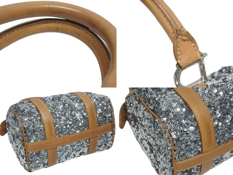 Dior Mini Boston Bag Sequin Leather Silver — view 8