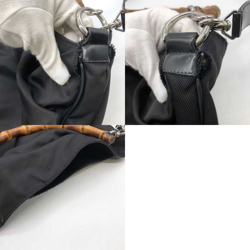 Gucci Handbag Shoulder Bag 2way Bamboo Nylon Black Ladies Men's Old Gucci