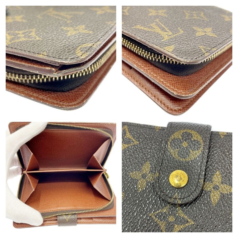Louis Vuitton M61207 Monogram PVC Porte Papier Zip Bifold Wallet Brown 302785