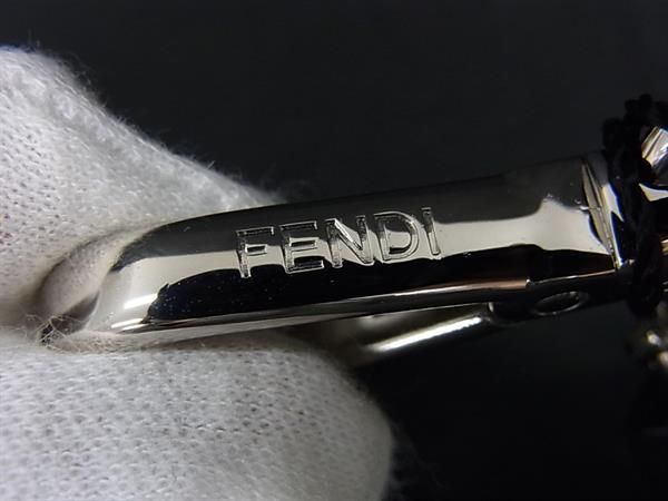 Fendi Key Holder Key Ring Bag Charm Women's Men's Silver Fr1688